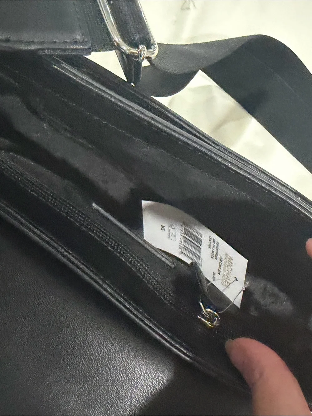 Michael Kors Black Leather Crossbody with Silver-Tone Lock